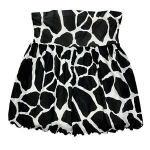 MODA International Women's Giraffe Print Halter Top Size S Black White Party